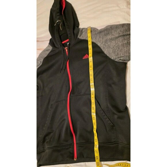 Adidas Jacket Climawarm Zip Athletic Mens XL GrayBlackRed Hooded Activewear - Picture 6 of 10